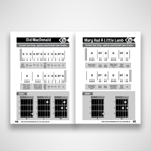 sample pages kids guitar songbook by cal williams jr