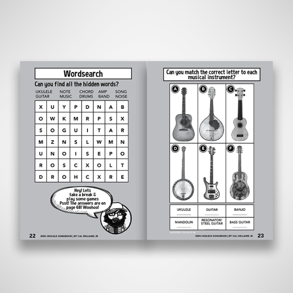 sample pages kids ukulele songbook by cal williams jr fun games